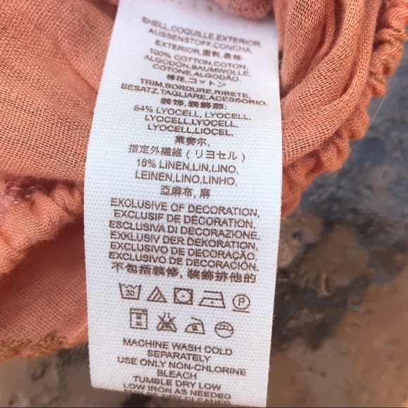 Free People Pukka Embroidered Tassel Peasant Top S Coral - Picture 6 of 8